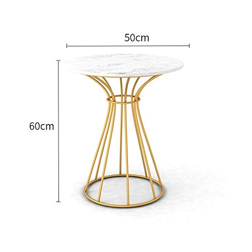 JYDQM Nordic Side Table Simple Marble Round Living Room Sofa Bedside Table, Sturdy and Stable Construction