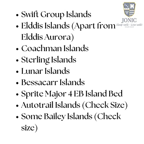 Jonic Essentials Motorhome Caravan Bedding Mattress Protector for Island Shaped Motorhome Caravan Mattress Beds, Luxury Padded Polycotton, Elasti