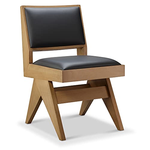Meelano Side Chair, Oak Leather, Black