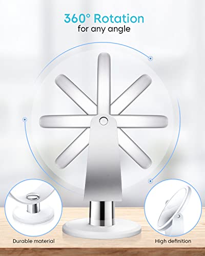 Magnifying Makeup Mirror, 1X 15X Double Sided Magnification Mirror, 360 Degree Rotation Table Mirror, White