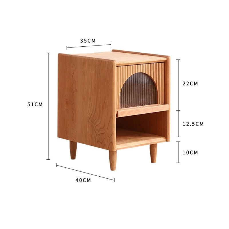 JYDQM Nightstand Narrow Mini Bedside Cabinet Locker Cherry Wood Bedroom Shelving