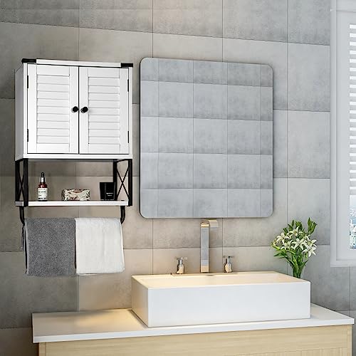 HOKYHOKY Bathroom Medicine Wall Cabinet, 22.6” x 15.5” x 7.17” Small Bathroom Hanging Storage Cabinets with Louver Doors, Medicine Cabinet Organi