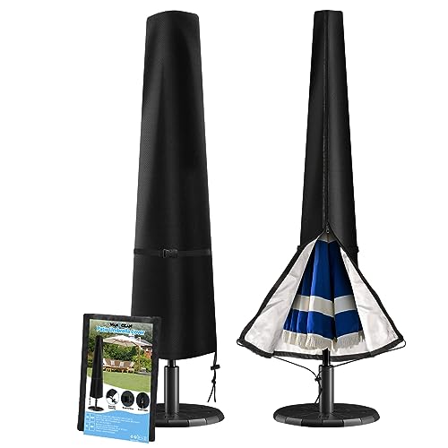 Garden Parasol Cover, Garden Umbrella Covers Fit 2.5 to 4m Diameter Parasols Outdoor Waterproof 420D Oxford Patio Umbrella Protection Cover with