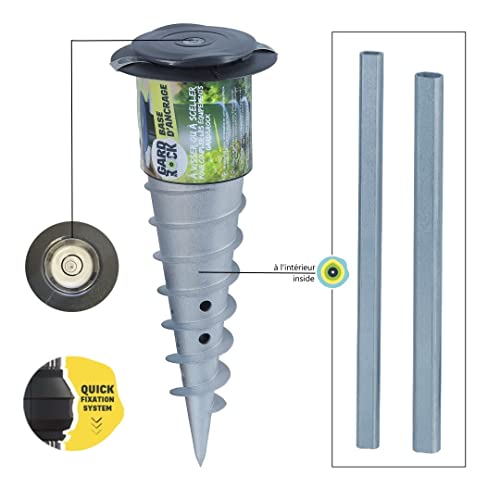 GARD & ROCK - Aluminium ANCHORING BASE, flush with the ground - Suitable for screwing or concrete sealing on any type of ground - Quick Fixation