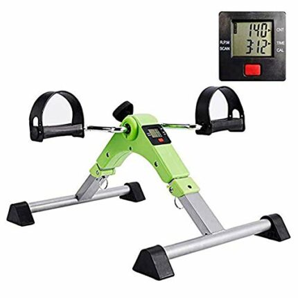 LUNEZY Folding Arm and Leg Pedal Exerciser Indoor Portable Mini Exercise Bike Gym Fitness Leg Cardio Training Resistance Adjustable with LCD Disp