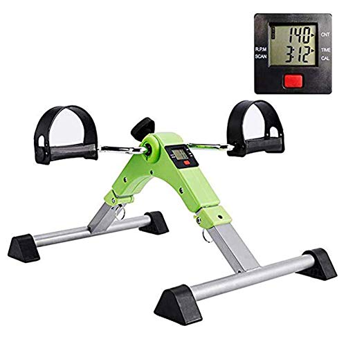 LUNEZY Folding Arm and Leg Pedal Exerciser Indoor Portable Mini Exercise Bike Gym Fitness Leg Cardio Training Resistance Adjustable with LCD Disp
