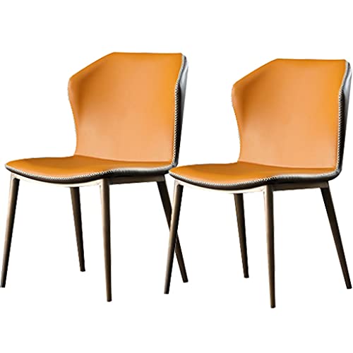 Kitchen Dining Room Furniture Chairs Dining Chairs Set Of 2 Modern Microfiber Leather Living Room Chairs Side Chair with Faux Antique Copper Feet