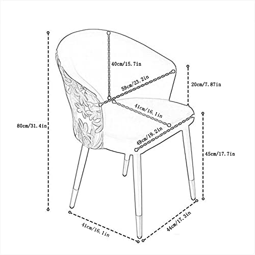 Dining Chair Set Of 4 Living Room Chair with Metal Legs Velvet Seat and Backrests Modern Household Makeup Chair Bedroom Dressing Chair (Color : F