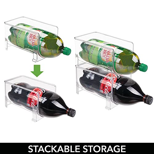 mDesign Kitchen Wine Rack — Stackable Bottle Rack for Wine, Water and Other Drinks — Pantry, Cupboard and Fridge Storage Rack — Pack of 2 — Clear