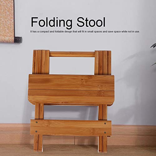 TOPINCN Folding Chair, Bamboo Square Stool Foldable Stool for Shaving Shower Foot Rest Household Portable Seat for bathroom, bedroom, garden, stu