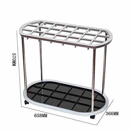 SEYFI Umbrella Stands, Modern Metal 21 Slot Freestanding Umbrella Stand Holder Storage Rack with 12 Hooks and Removable Base Drip Tray