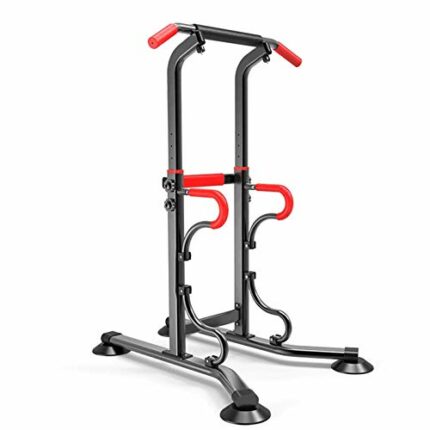 ZXYWW Power Tower Exercise Equipment, Heavy Duty Pull Up Bar Dip Station - 6 Levels Adjustable Height, 330Lbs Weight Capacity, Strength Training