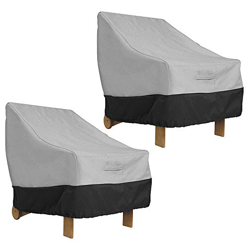 FOUNDOVE 2PCS Patio Chair Cover Waterproof for Garden Deep Seat Lounge Chair, Veranda High Back Armchair Sofa Furniture Covers (85 * 80 * 91.5cm,