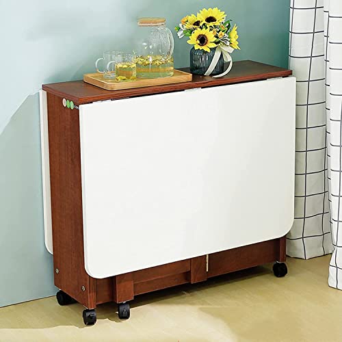 DISHENGZHEN Movable Folding Dining Table, Drop-Leaf Kitchen Island on Wheels Utility Storage Cart for Kitchen, Simple Modern Multifunctional Exte