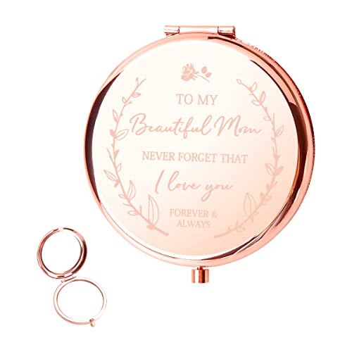 Jagowa Mum Birthday Gifts, Foldable Double-Sided Compact Mirror for Mum, Best Presents from Daughter or Son for Mother's Day (Rose Gold)