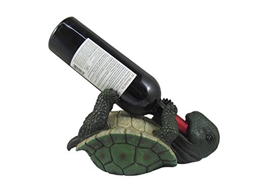 DWK-HD36917 – Outstanding 11.5 Inch Turtle Wine Bottle Holder Figure - Home Decor Sculpture Decoration with Amazing Detail - Decorative Nautical
