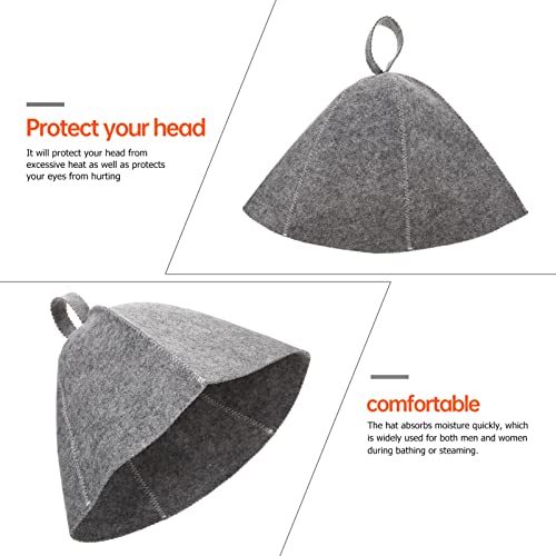 Original Wool Sauna Hat for Women and Men 2 Pack 100% Natural Felt Sauna Accessories (Grey)