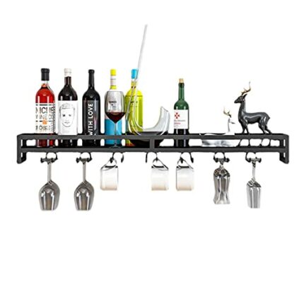 EYLINK Wall Mounted Wine Rack, Wine Champagne Glass Goblets Stemware Rack Holder Long Horizontal Small Wine Storage Display Shelf Organizer for B