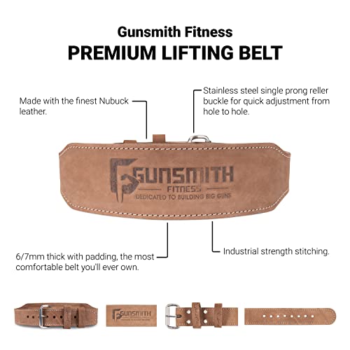 Gunsmith Fitness Weight Lifting Belt – Shibusa Genuine Leather Handmade Back Support Lifting Belts for Men & Women – Bodybuilding, Squats & Power