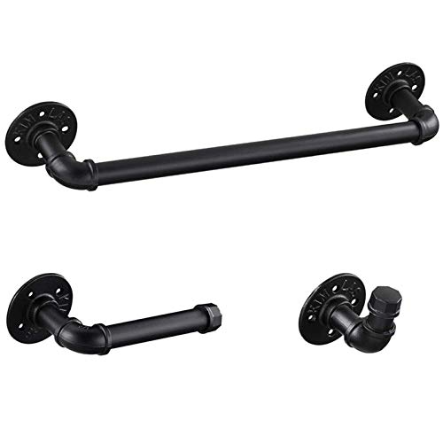 HIGOH Towel Rack Towel Holder Industrial Pipe Bathroom Hardware Fixture Set Heavy Duty Diy Wall Mount Accessories Kit Includes Robe Hook,Towel Ba