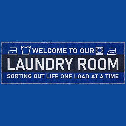 Ottomanson Laundry Collection Checkered Border Rubberback Mat, 67 cm x 90 cm, Black