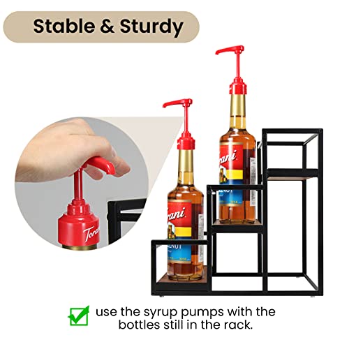 THYGIFTREE Coffee Syrup Rack Organizer Syrup Bottle Holder Stand for Coffee Bar 3-Tier 12 Bottles Storage Shelves for Syrup, Wine, Dressing for K