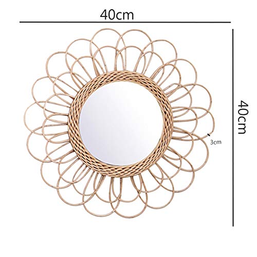 seraphicar Rattan Wall-Mounted Mirror, Wicker Wall Mount Mirror Dressing Makeup Mirrors Round Mirror Innovative Art Deco Living Room Wall Hanging
