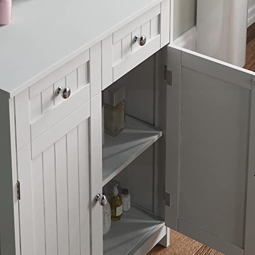 Bath Vida Priano 2 Drawer 2 Door Bathroom Cabinet Storage Cupboard Floor Standing Unit, White