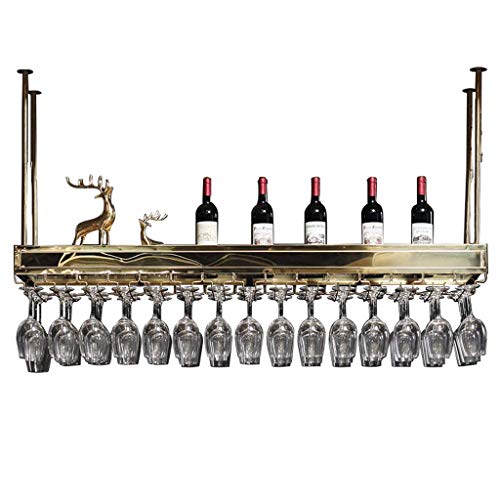 SUCHETA Wine Rack European Wine Glass Rack Adjustable Hanging Wine Bottle Holder Double Storage Stainless Steel Wine Holder Stemware Holder With