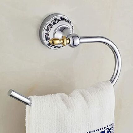 HIGOH Towel Racks, Bath Towel Holder,Bathroom Hand Towel,Towels,Chrome Metal Towel Bars Holder,Towel Hangers Storage Wall Mounted Ceramic Bathroo