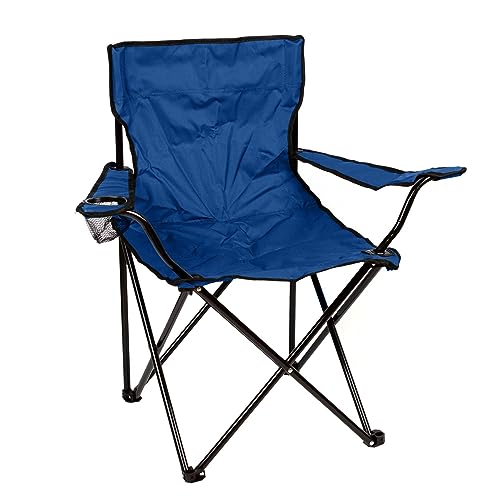 Redwood 1x Blue Folding Canvas Camping Armchair - Adults Lightweight Folding Portable Outdoor Garden Beach Picnic Fishing Festival Camp Chairs