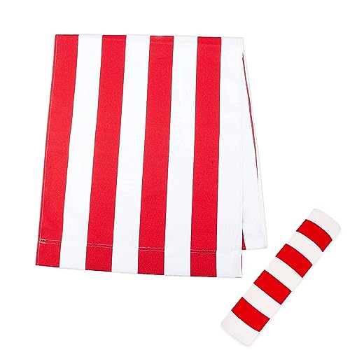 SMELEYOU Beach Chair Cloth, Chairs Canvas Covers, Sunloungers, Deck Chair Sling Replacement 114x43 cm/45 x 17 inch Red and White Stripes Deck Cha