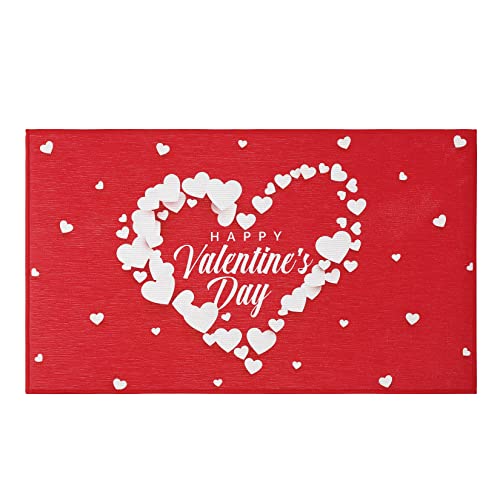 LuxFocus Doormat with Heart Patterns Non Slip Floor Mat Welcome Doormat for Indoor and Outdoor Valentines Day Decoration Mashine Washable Mats Ru