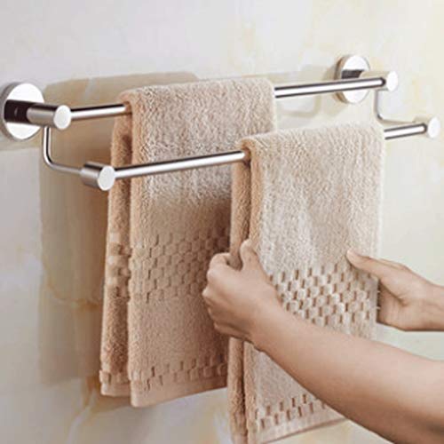N/A Double Towel Bar Stainless Steel Bathroom Kitchen Towel Holder Dual Towel Rod Rustproof Wall Mount