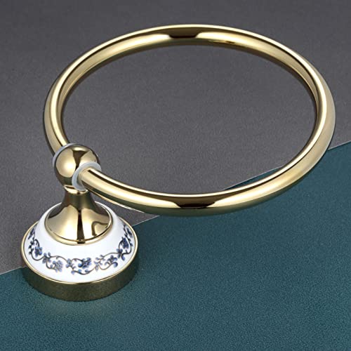 HIGOH Towel Racks,Towel Holder Bath Towel Holder, Bathroom Hand Towel, Ceramic Base Towel Hook Holder, Wall Mount Rack Blue & Porcelain Stainless