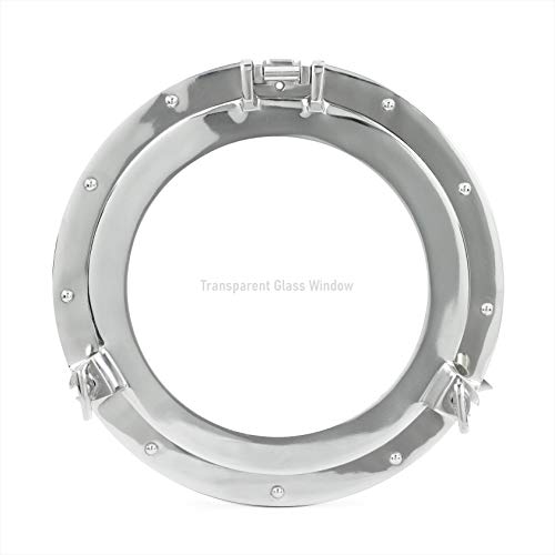 Nagina International Metal Crafted Nickel Plated Aluminum Porthole Bathroom Decor Mirror (10 Inches)