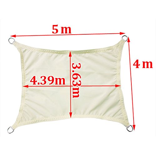 Greenbay Anti-UV Sun Shade Sail Garden Patio Yard Party Sunscreen Canopy 98% UV Block Rectangle Cream 5x4m