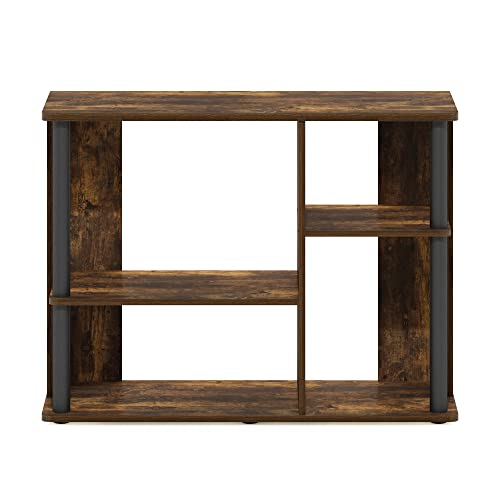 Furinno Stand with Plastic Poles for TV up to 40-Inch, Engineered Wood, Amber Pine/Black