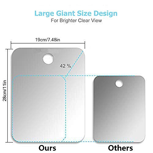 Deluxe Large Fogless Shower Mirror, Fogless Shaving Mirror(7.48 in X 11 in), Anit-Fog Shaving Mirror with Hook, Fog Free Wall Hanging Makeup mir