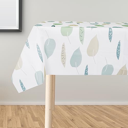 HXMJIED Rectangular Wipeable Table Cloth, 137x180cm Leaves Pattern Tablecoths PVC Wipe Clean Table Cloth Waterproof Stain-proof Square Tabletop P