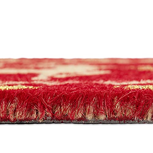 Relaxdays Christmas Coir Doormat, HxWxD: 1.5 x 60 x 40 cm, Reindeer, Stars, Glitter, Coconut Fibres, Rubber, Multicolour, 40 x 60 x 1.5 cm