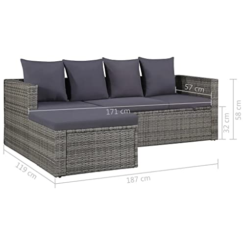 TJLSS Outdoor Furniture Garden Dining Furniture 4pcs With Gray Braided Resin Cushions Garden Furniture Sets