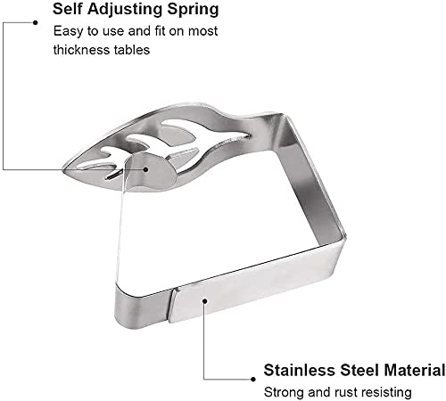 Table Cloth Clip,4 PCS Leaf Design Tablecloth Clamps Stainless Steel Table Cover Clamps Anti-slip Clips for Home Indoor Outdoor Picnic BBQ Weddin