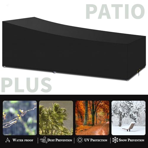 PATIO PLUS Sun Lounger Covers Waterproof, 420D Oxford Fabric Lounger Chair Cover Outdoor Garden Sunbed Cover Windproof Anti-UV Heavy Duty 220x80x