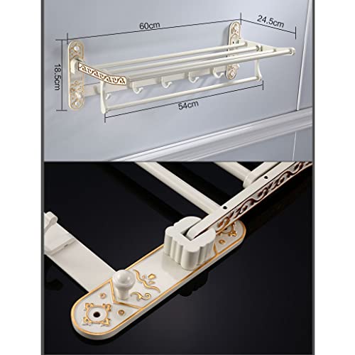 HIGOH Towel Racks, Bathroom Towel Rack Wall Mounted Towel Holder,Carved Folding Bath Towel Rack,Space Aluminum European Towel Bar,European Bathro