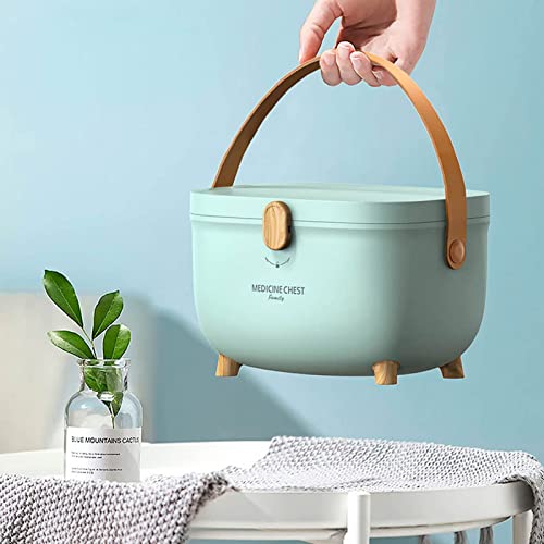 Les-Theresa Medicine Storage Box, Plastic Oval First Aid Box, Double Layers Multi Grid Large Capacity Medical Organizer, Emergency Bins for Home,