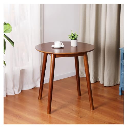 OGMILL 28.3" Small Round Dining Table for 2, Wooden Kitchen Dinner Table Rustic Wood Dining Table Mid Century Modern Kitchen Table (Brown)