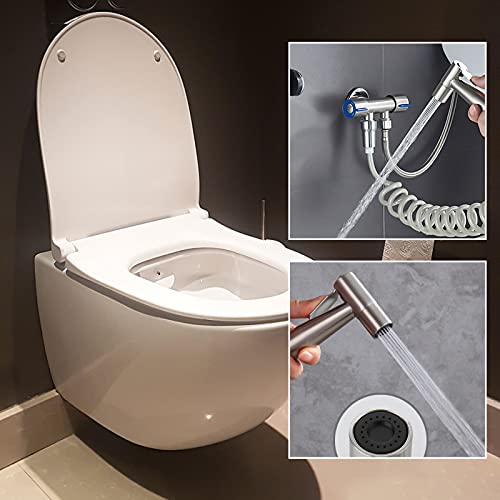 Hand Held Bidet Sprayer, Multi-Functional Sprayer Head Stainless Steel Shower Sprayer Brushed Nickel Sprayer for Toilet Cleaning Pet Bath Persona