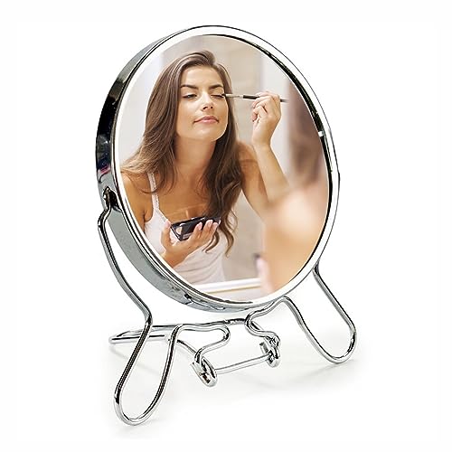 HLDI Magnifying Mirror 2 Way Cosmetic Mirror 360 Swivel Portable Mirror Table Desk Mirrors Bathroom Shaving Small Stand Make Up Mirror 1 Side 4 I