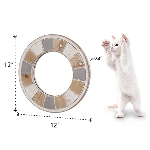 SeekElegant 12 Inch Rustic Wood Mirror, Small Round Wall Mirror, Rustic Farmhouse Wall Mirror with Whitewashed Frame, Decorative Mirrors for Wall